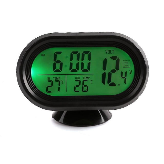 Termómetro Digital para Coche quatre en un, Medidor de Voltaje, Probador de Reloj Luminoso, , Monitor LCD, Luz Trasera Congeción verde shamjiam Reloj del termómetro del coche