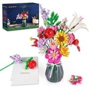 HOGOKIDS Flowers Bouquet Building Decoration Kit, 1413Pcs Romantic Love Sea Immortal Mother Day Flower Bouquet Building Blocks Gifts for Adults