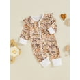 thumbnail image 5 of Aojekbee Baby Girl Jumpsuit Ruffle Long Sleeve Round Neck Floral Print Romper Infant Spring Fall Outfit, 5 of 10