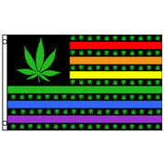 Rainbow Marijuana Pot Leaf USA Polyester 3x5 Foot Flag Weed Banner Hippie New