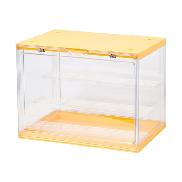 Stackable Transparent 3-Layer Action Figure Display Case Dustproof Acrylic for Yellow