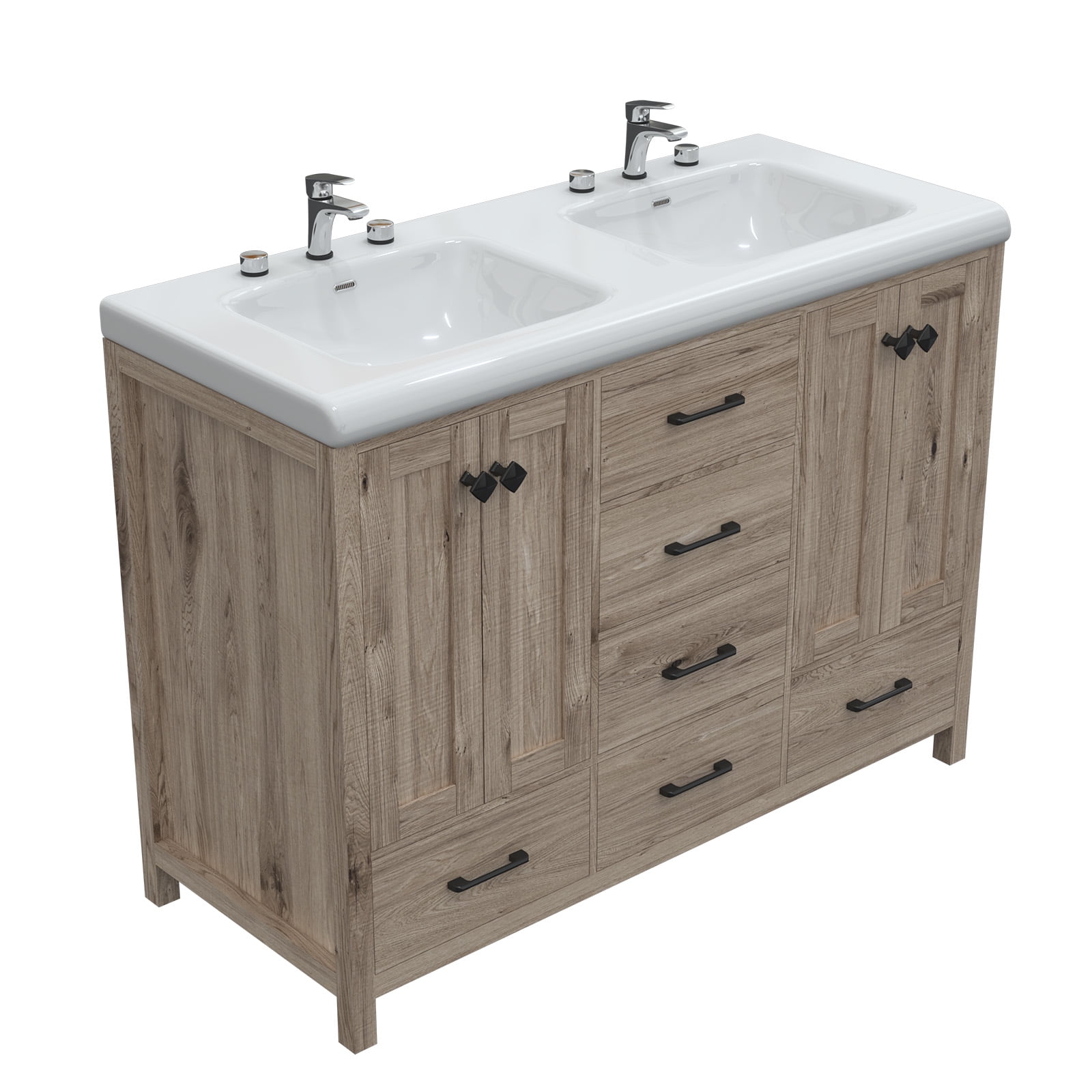 Jarbalai 47" Bathroom Vanity with Double Vanity Dual Basin Bathroom Storage Cabinet with Ceramic Sink