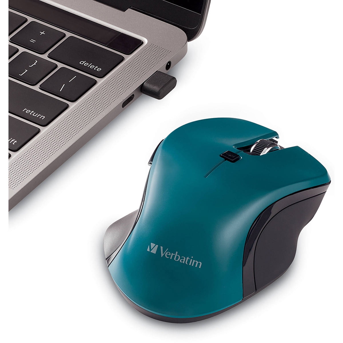 Verbatim USB-C™ Wireless Blue LED Mouse - Teal - Blue LED/Optical - Wireless - Radio Frequency - 2.40 GHz - Teal - USB Type C - 1600 dpi - 6 Button(s) - 1 Each
