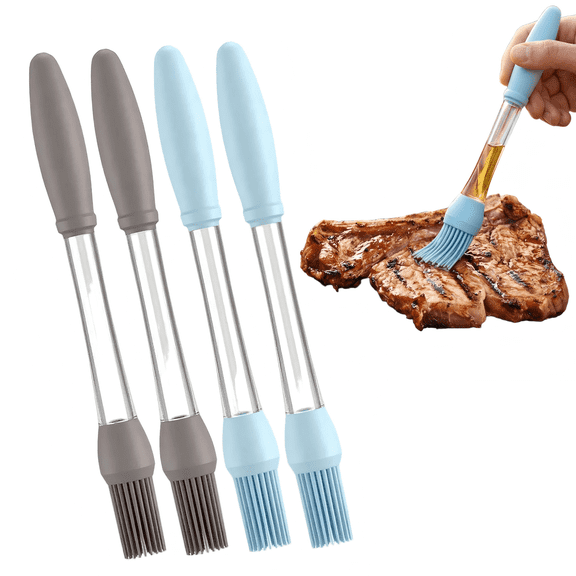 4-Pack Silicone Basting Brushes with Oil Reservoir – Heat Resistant, Food-Grade Pastry Brushes for Grilling, Baking, BBQ & Everyday Cooking