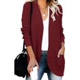 thumbnail image 2 of Womens Long Sleeve Open Front Waffle Chunky Knit Cardigan Sweater Outwear, 2 of 5