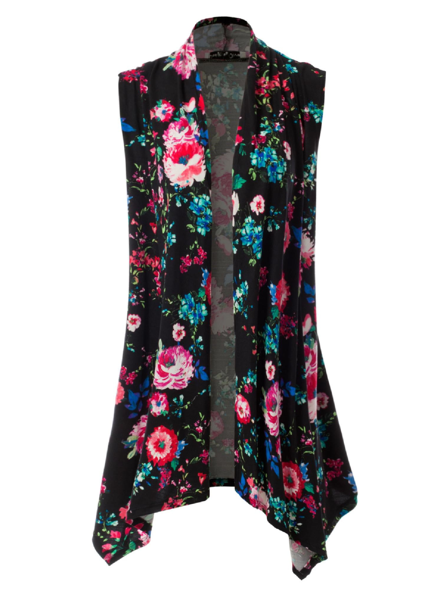 Made by Olivia Women's Open Front Draped Sleeveless Long Vest Cardigan