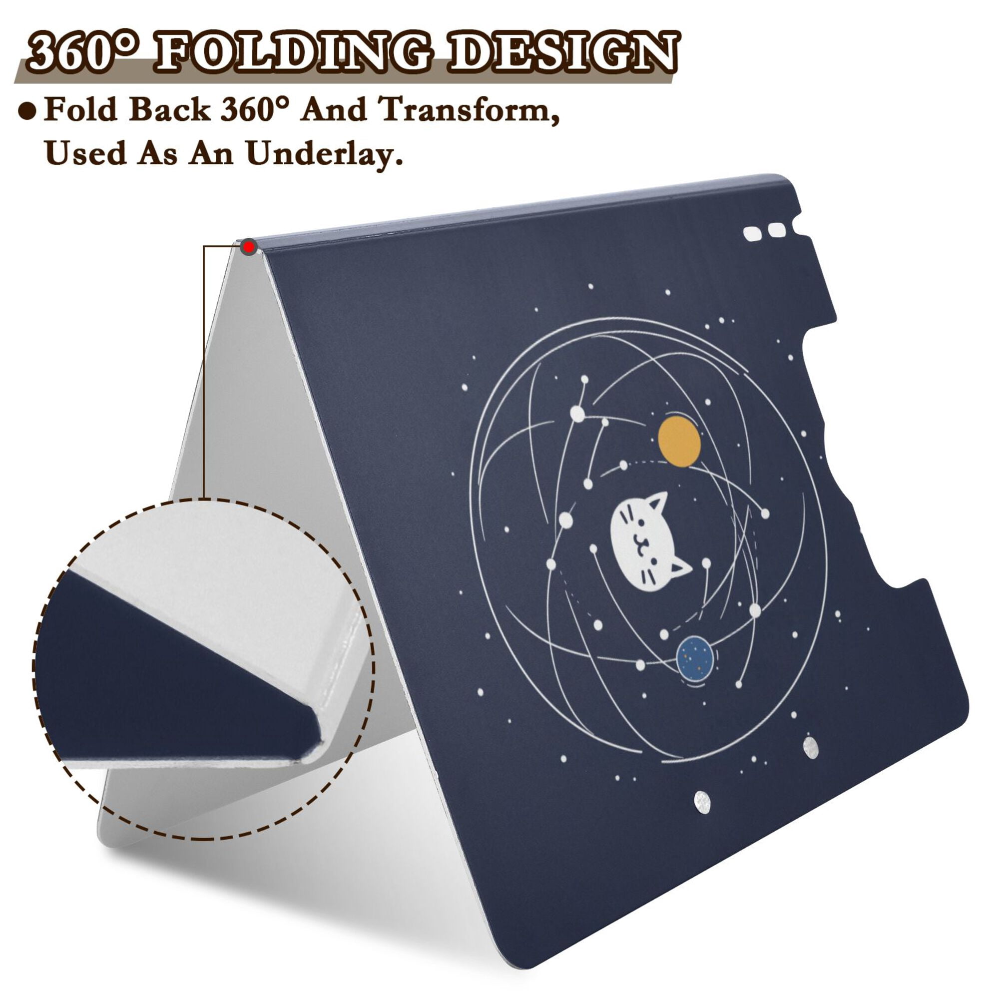 FORMRS A4 Clipboard Folder with Pen Holder Horizontal Foldable School Office Binder, White Cat Planet