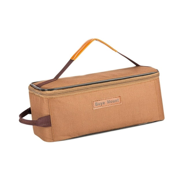 Bolsa de almacenamiento para utensilios de cocina de camping, organizador de vajilla, multifuncional, vacía, Oxford Marrón