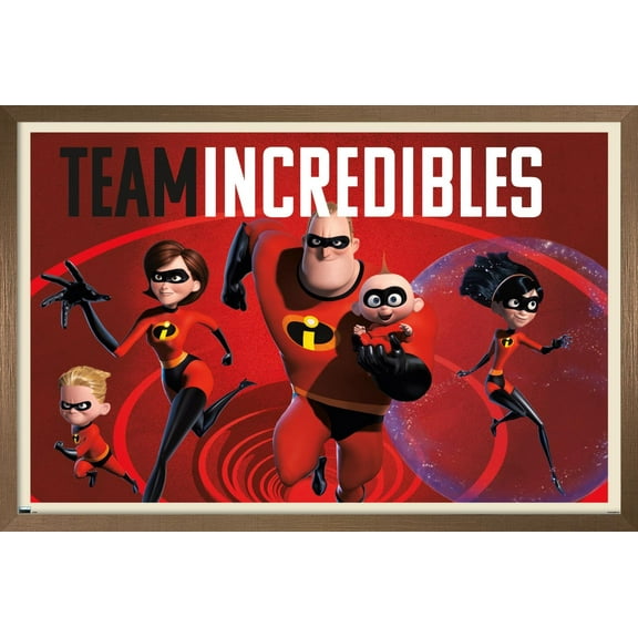 Disney Pixar The Incredibles 2 - Family Wall Poster, 14.725" x 22.375", Framed