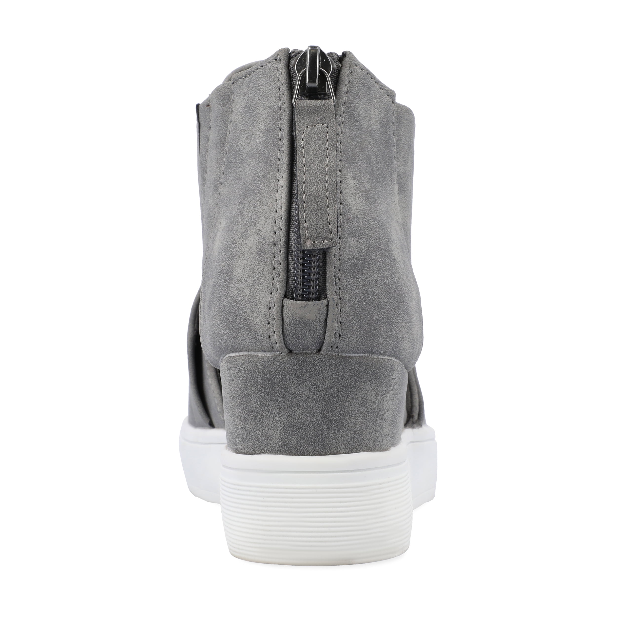 Journee Womens Seena Round Toe Back Heel Zip Wedge Sneakers
