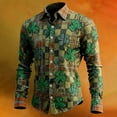 thumbnail image 2 of Gyexs St Patricks Day Shirt Men Saint Patrick Irish Printed Long Sleeve Button Down Shirts Casual Slim Fit Collared Outfits 2026 #05 Dark Green, Size XXL, 2 of 3