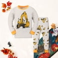 thumbnail image 2 of Xudanell Boys Pajamas 100% Cotton Truck Pjs Toddler 2 Piece Sleepwear Kids Winter Clothes Set 3t-10t (Yellow, 6-7 Years), 2 of 9