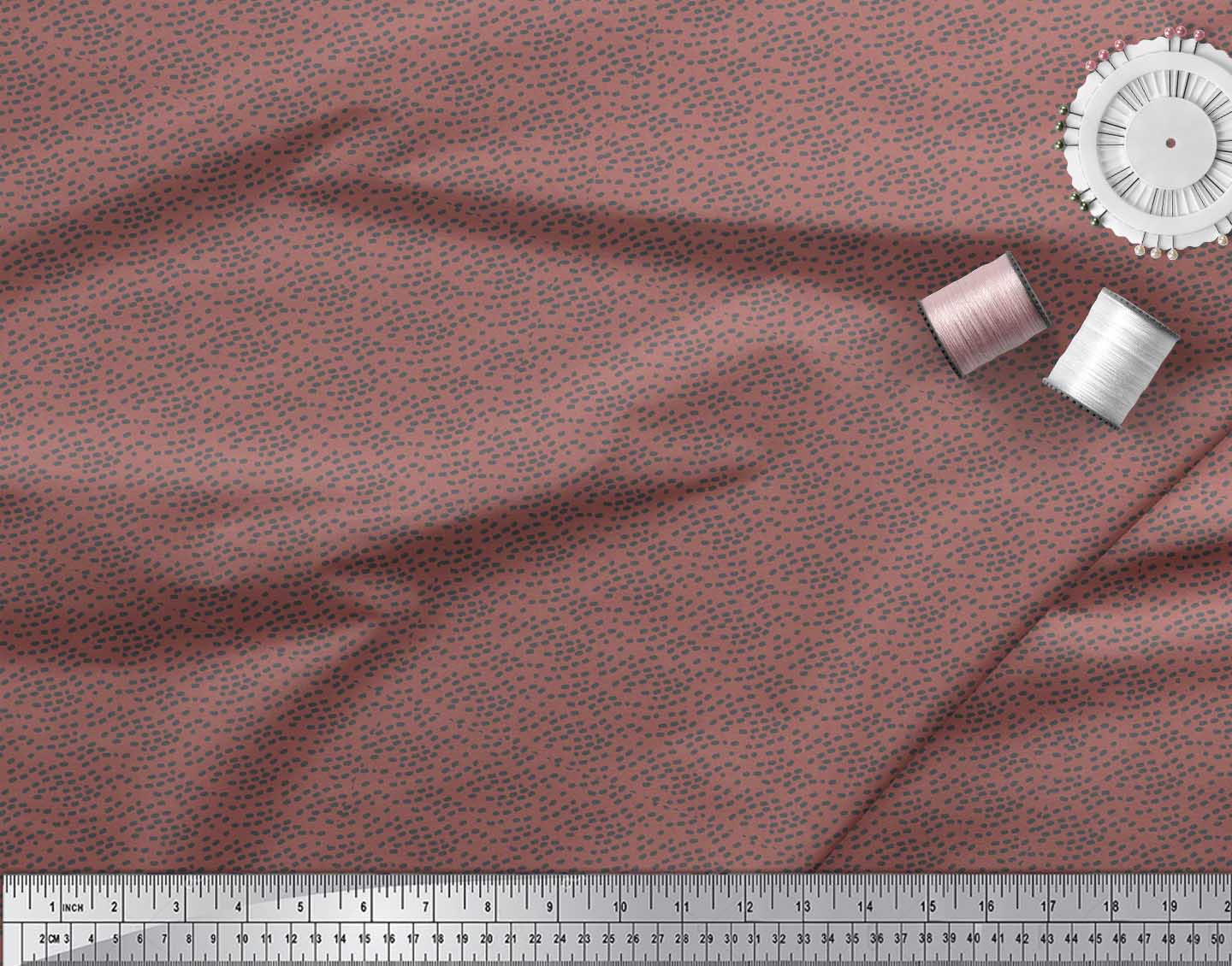 Soimoi Brown Rayon Fabric Brush Stroke & Dots Abstract Fabric Prints By Yard 42 Inch Wide