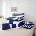 thumbnail image 6 of Manfei Geometric Stripes Bedding Sets Twin Size, Navy White Bed in a Bag Twin size, Teenager Boys Girls Reversible Comforter Sets with Sheets, Microfiber Room Decorative, 7pcs, 6 of 7