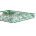 thumbnail image 6 of A & B Home Bohemian Rectangular Capiz Green Tray With Handles 48753, 6 of 7