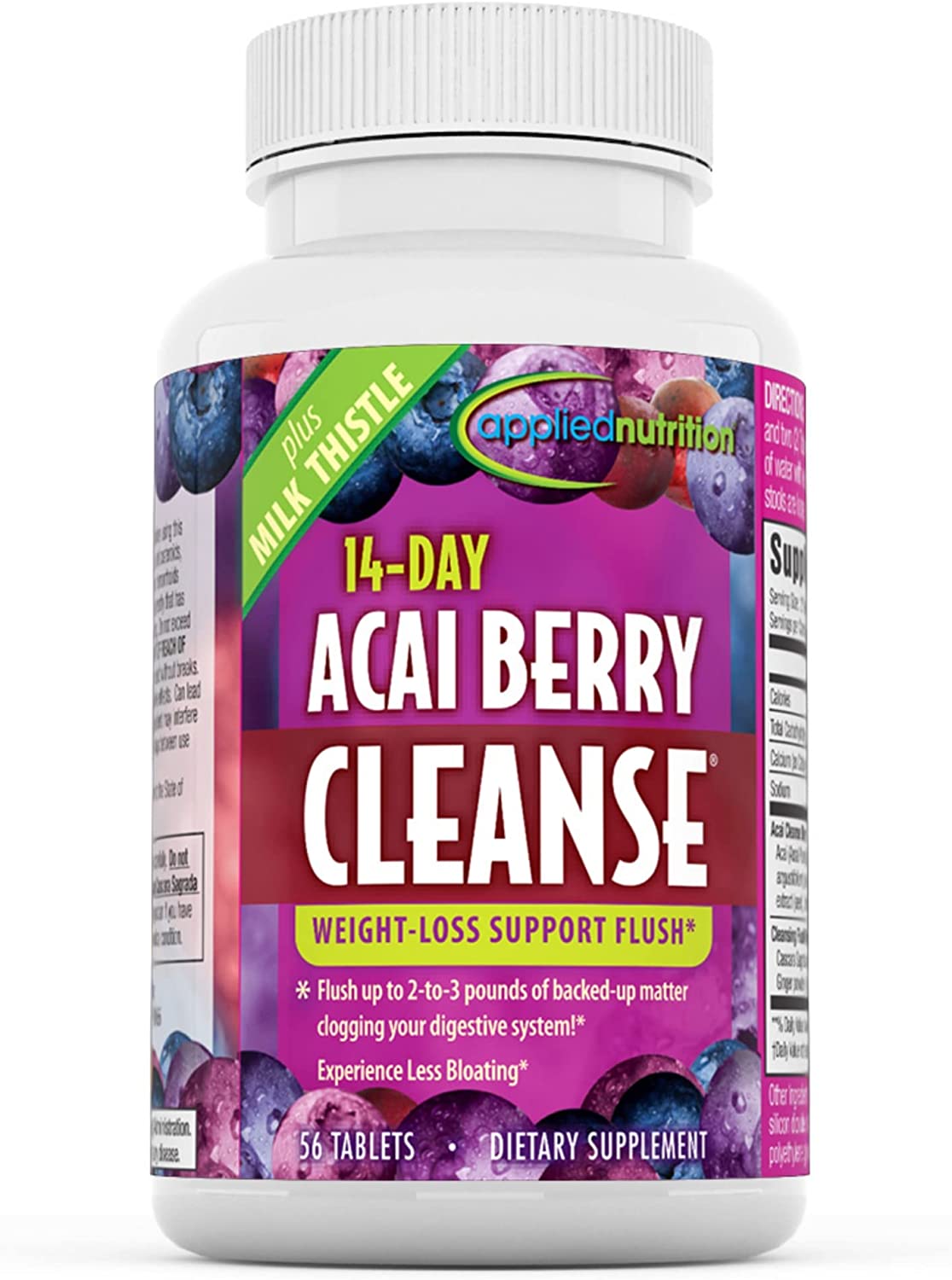 Applied Nutrition Acai Berry Cleanse Weight-Loss Support Flush Supplement Tablet, 56 Ct - image 4 of 7