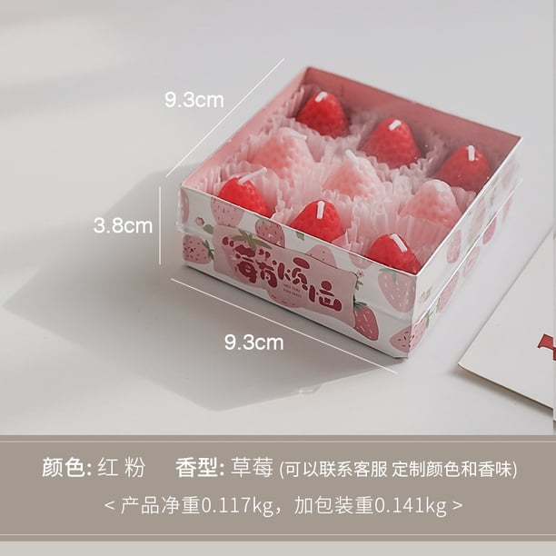 Xiao Hua Velas de aromaterapia de fresa (9 unidades), caja de regalo con fragancia, adorno para el hogar, velas pequeñas, rosa (3 unidades) y rojo (6 unidades).