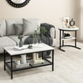 thumbnail image 5 of Amijoy a Coffee Table Set Of 2, Detachable Rectangular Table And Round Table Set, Artificial Marble Tabletop, Metal Frame, Black And White Color, 5 of 7