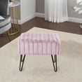 thumbnail image 6 of Home Soft Things Super Soft Faux-Fur Upholstered Stool Ottoman, Burnished Lilac, 19"x13"x17", 6 of 7