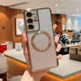 thumbnail image 4 of Samsung Galaxy S21 Ultra Magnetic Gradient Glitter Phone Case Compatible with Magsafe Luxury Plated Cute Bling Clear Cover for Women Soft Shockproof Bumper for Galaxy S21 Ultra 6.8" (Pink), 4 of 6