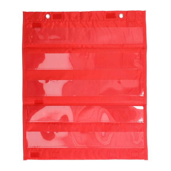 Clear Pocket Chart, Combination Use 5 Rows Single Use Classroom Pocket Chart For Home For Kids For Activities Red