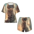 thumbnail image 2 of Yiaed Sunshine Cloud Kitten Print Short Sleeve Pajama Sets for Women Casual Crew Neck 2 Piece Lounge Sets Women's Short-Sleeved Pajama-Large, 2 of 5