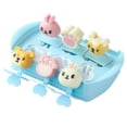 thumbnail image 3 of Mini molde para paletas de hielo DIY para niños, de silicona de grado alimenticio, para helado, seis rejillas, azul, 3 of 12