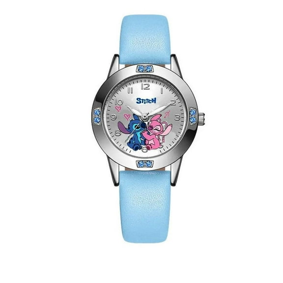 Stitch Character Blue Leather Band Wrist Watch