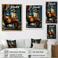 thumbnail image 4 of Designart "Street Art Scooter Scene I" Scooter Floater Framed Wall Art Living Room, 4 of 5