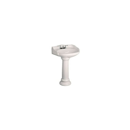 Pedestal Lavatory Sink - 26 Inch Bathroom Vessel Sink - Elegant China Basin with Hardware