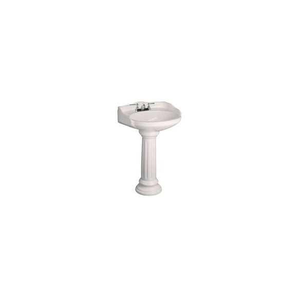 Pedestal Lavatory Sink - 26 Inch Bathroom Vessel Sink - Elegant China Basin with Hardware