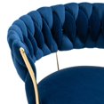 thumbnail image 5 of Modern Fabric Dining Chairs Set of 2, Upholstered Living Room Leisure Chairs with Woven Backrest and Gold Metal Legs, Accent Chair Armless Leisure Side Chair for Dining Room, Kitchen, Vanity, Navy, 5 of 7