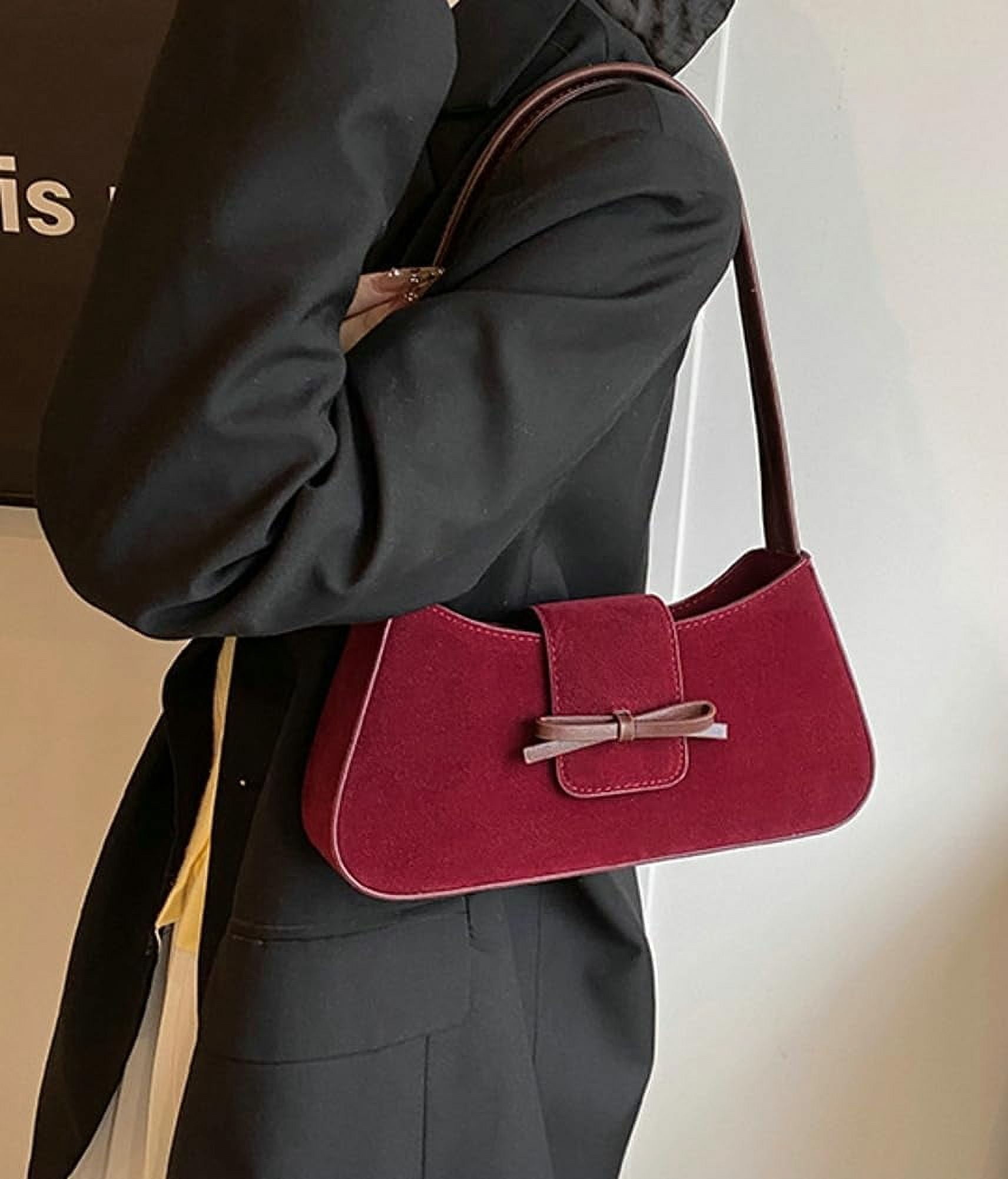 Zhengup Suede Purse Handbag Evening Bag for Women Crescent Satchels Shoulder Bag Crossbody Purse Top-handle Tote Party Shopping