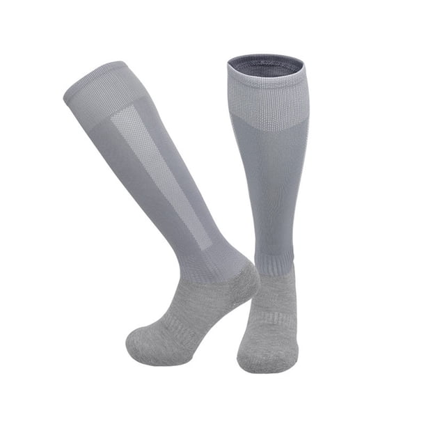 Calcetines de moda para hombre, de color liso, absorbentes del sudor, antideslizantes, con parte inferior de toalla por encima de la rodilla, de tubo alto, deportivos, de fútbol, de algodón para mujer