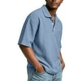 thumbnail image 4 of Mens Waffle Knit Shirts Short Sleeve Loose Fit Collared Henley Polo Shirt Casual Collared Shirt Golf Workout Tops Light Blue XL, 4 of 4