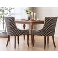 thumbnail image 4 of Dining Chairs Set of 8, Kitchen & Dining Room Chairs, Fabric Upholstered Dinning Chairs, Sillas De Comedor, Nailhead Trim, Wood Legs (Beige, Pattern, 8 Pcs), 4 of 11