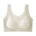 thumbnail image 6 of Women Pullover Vest Style Wireless Bra, Fixed Padded Cup Breathable Mild Push Up Anti-Roll Underband Comfort Daily Bralette Beige XXL(XXL), 6 of 6