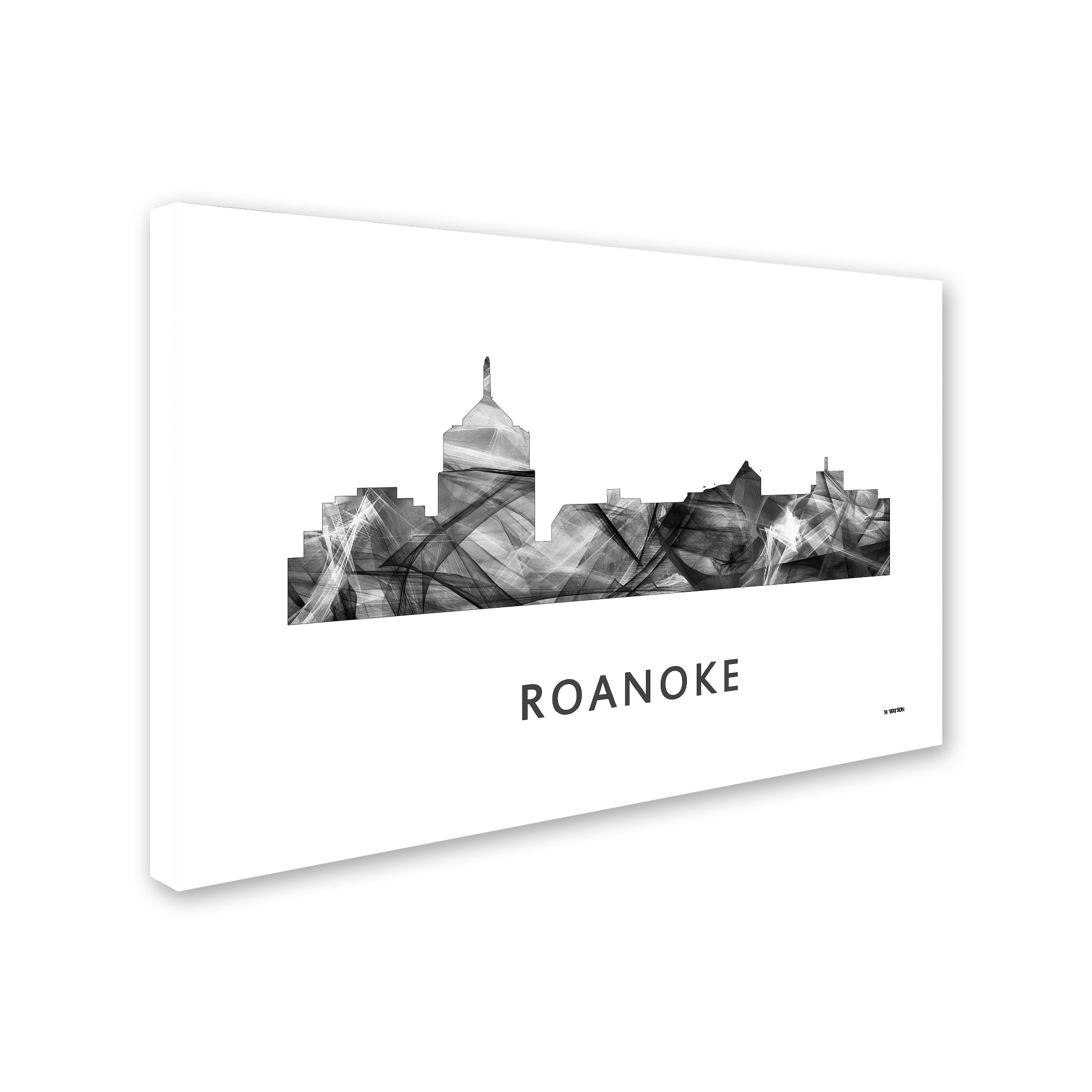 Trademark Fine Art 'Roanoke Virginia Skyline WB-BW' Canvas Art by Marlene Watson