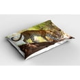 thumbnail image 2 of Ambesonne Zoo Pillow Sham 2 Pack, Leopard Tree Nature Reserve, 26"x20", Green Pale Brown White, 2 of 3
