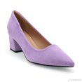 thumbnail image 7 of Women's Pointed Toe Pumps, 2 Inches Slip On Low Chunky Block Heels, Padded Latex Cushion, Light Purple,Size 11.5, 7 of 7