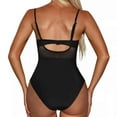 thumbnail image 3 of UTSJKR Women V Neck One Piece Swimsuit Wrapped Mesh Tummy Control Bathing Suit with Adjustable Spaghetti Straps Black 12, 3 of 5