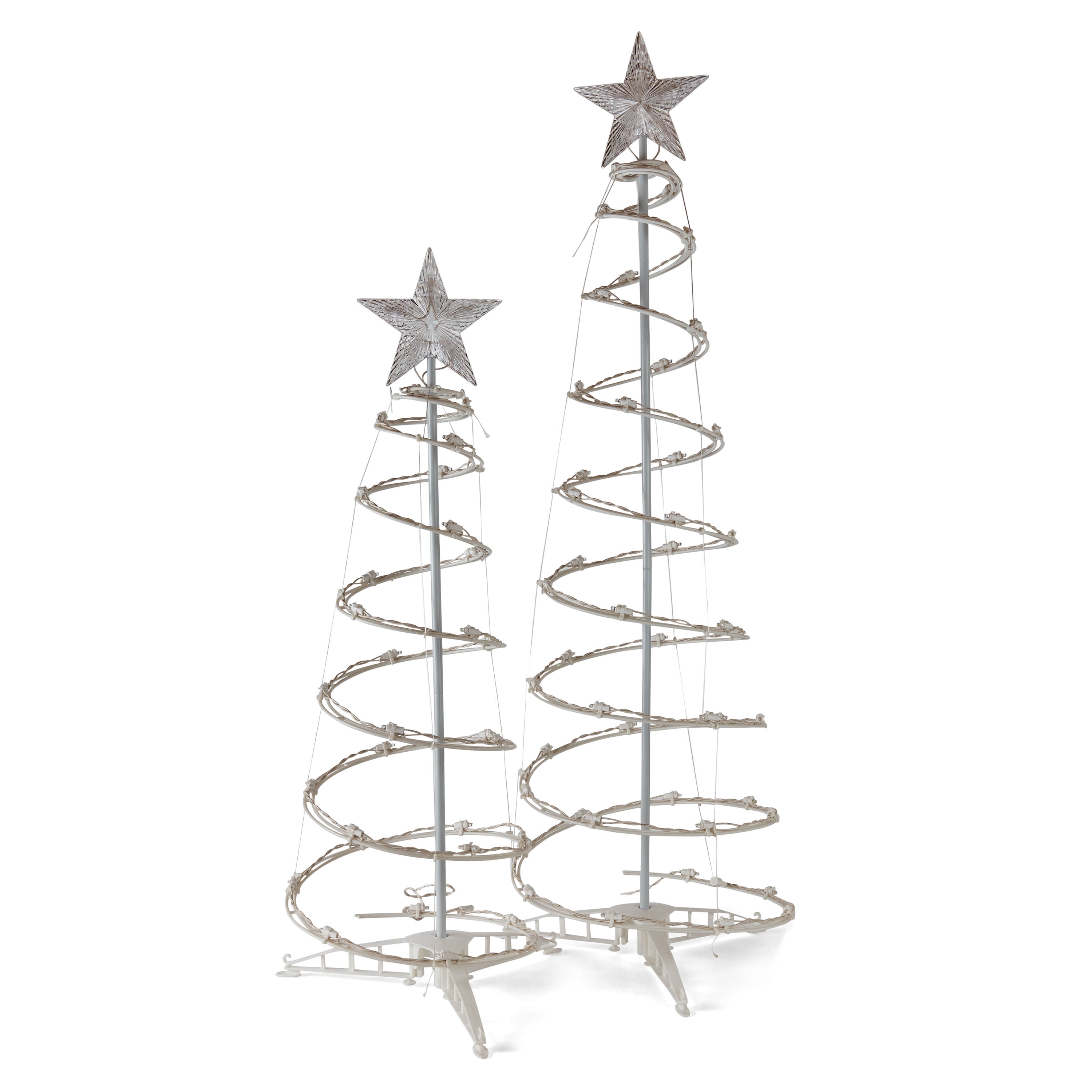 Holiday Time 2-Pack Light-Up LED Cool White Spiral Christmas Trees, 85 ...