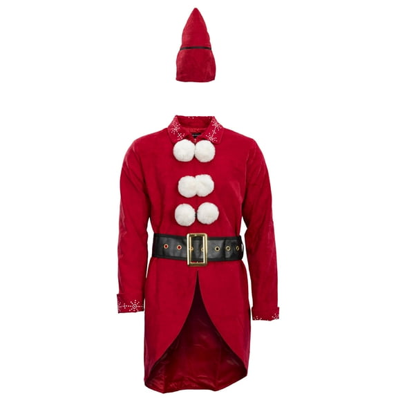 Ming Ming Elf Christmas Holiday Season Suit Adult Halloween Costume Cosplay Set with Jacket, Belt and Hat