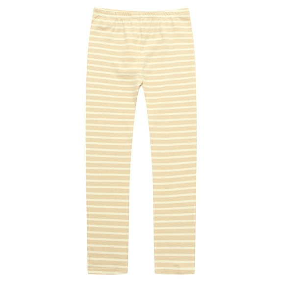 Richie House Little Girls Beige White Thick Stripe Stretchy Standard Leggings 4/5