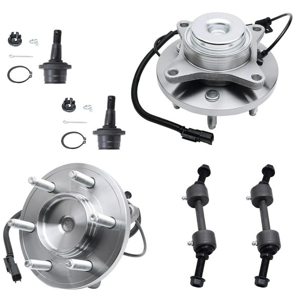Detroit Axle - 6pc Front Wheel Bearing & Hubs, Lower Ball Joints and Sway Bar Links for 2011 - 2014 Ford F-150 / Expedition / Lincoln Navigator - 6 Lug 2WD ONLY