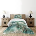 thumbnail image 4 of Ambesonne Teal Quilted Bedspread Set 2 Pcs, Abstract Marble Print Leaves, Twin Size, Cadet Blue Dark Khaki, 4 of 4