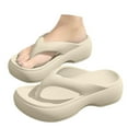 thumbnail image 3 of oqasdz Womens Slippers Summer Thick Sole Soft Non Slide Flip Flops Outdoor Beach Vacation Solid Color Slippers Casual Wear,White, 3 of 5