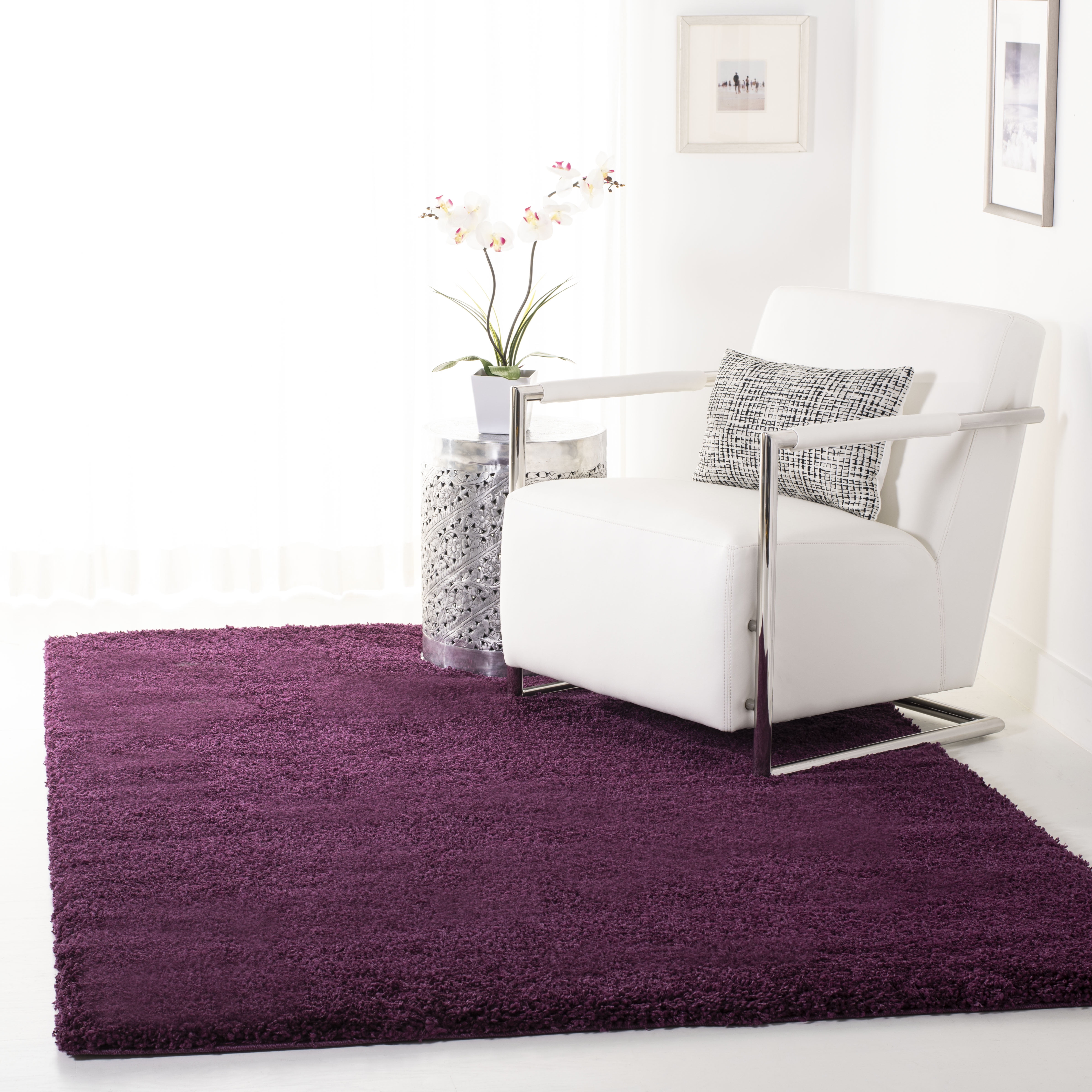 SAFAVIEH California Plush Solid Shag Area Rug, Purple, 9'6" x 13' - Large - Modern Design, Purple, Non-Shedding & Easy Cleaning, Ultra Plush Thick Pile, Ideal for Living Room, Bedroom