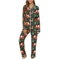 thumbnail image 2 of VBTAPA Womens Cute Pajama Sets 2024 Christmas Printed Long Sleeve Button Down Shirt and Wide Leg Pants Matching Lounge Set 2 Piece Holiday Sleepwear with Pockets Cyber and Monday DealsMulticolor XXL, 2 of 6