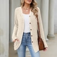 thumbnail image 6 of Edvintorg Long Cardigans for Women Solid Color Long Sleeve Button Down Knit Cardigan Fall Open Front Cardigans Sweater Women Clothing S-2XL Beige, 6 of 8